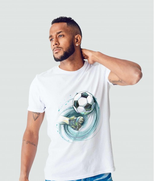 Мъжка тениска с щампа Спортни Илюстрации Football Kick - TShirtArtShop.com